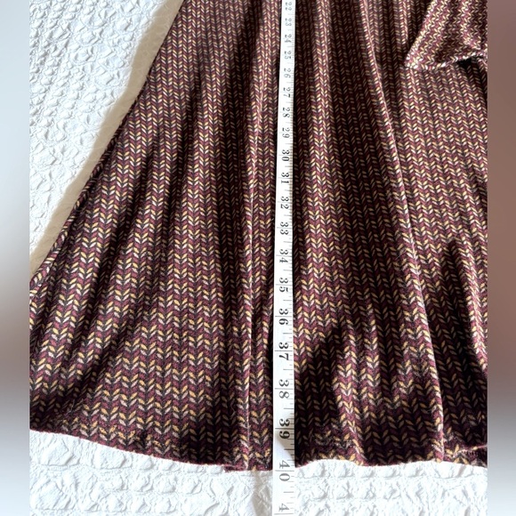 NWT ZA ZEN V-Neck Midi Dress Brown Gold Red Chevron Pattern Sz L Stretchy - Picture 13 of 14
